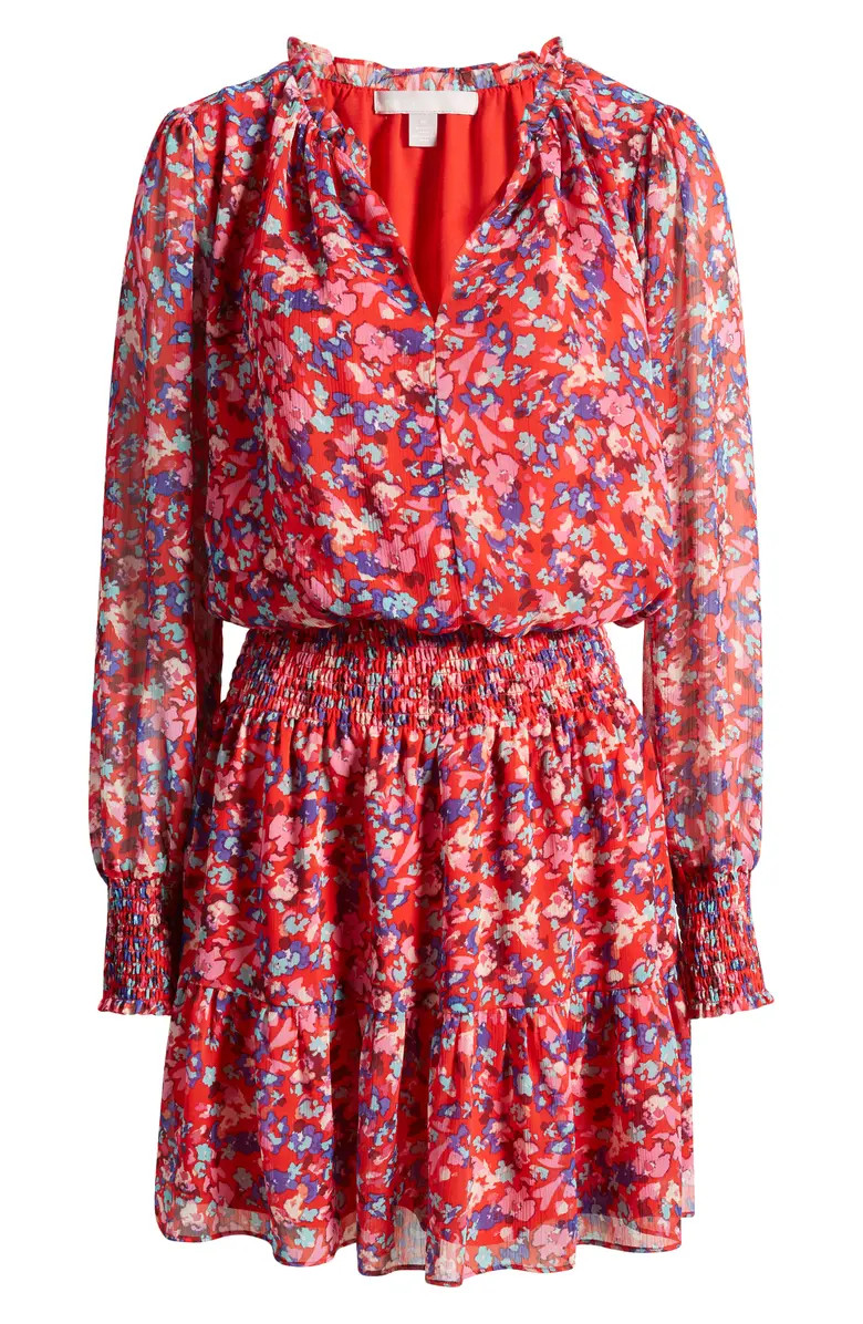 Floral Print Long Sleeve Chiffon Dress | Nordstrom