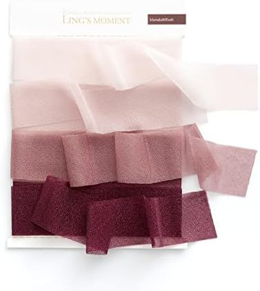 Ling's moment Chiffon Ribbon Shiny Ribbon Ombre Colors Chart, Blush & Marsala | Amazon (US)