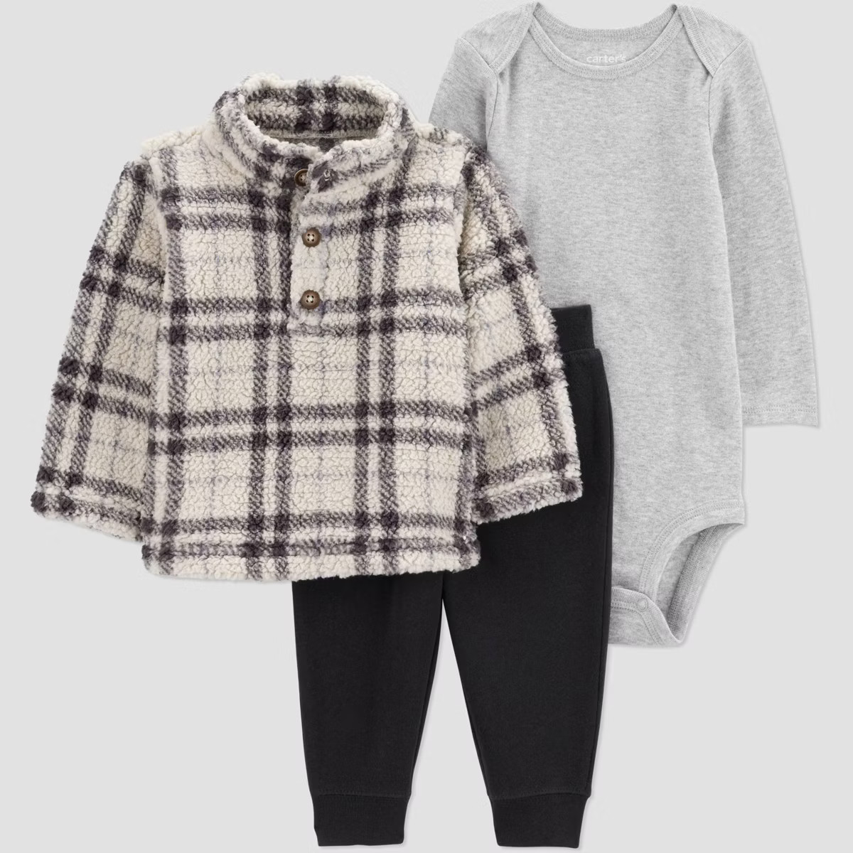 Carter's Just One You® Baby Boys' 3pc Plaid Pullover Sweater with Long Sleeve Bodysuit and Jogge... | Target