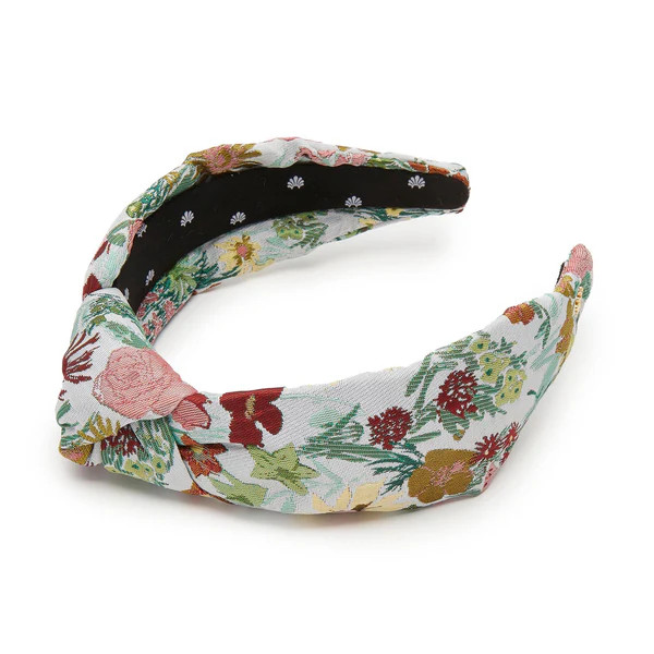 FLORAL MINT KNOTTED FLORAL BROCADE HEADBAND | LELE SADOUGHI