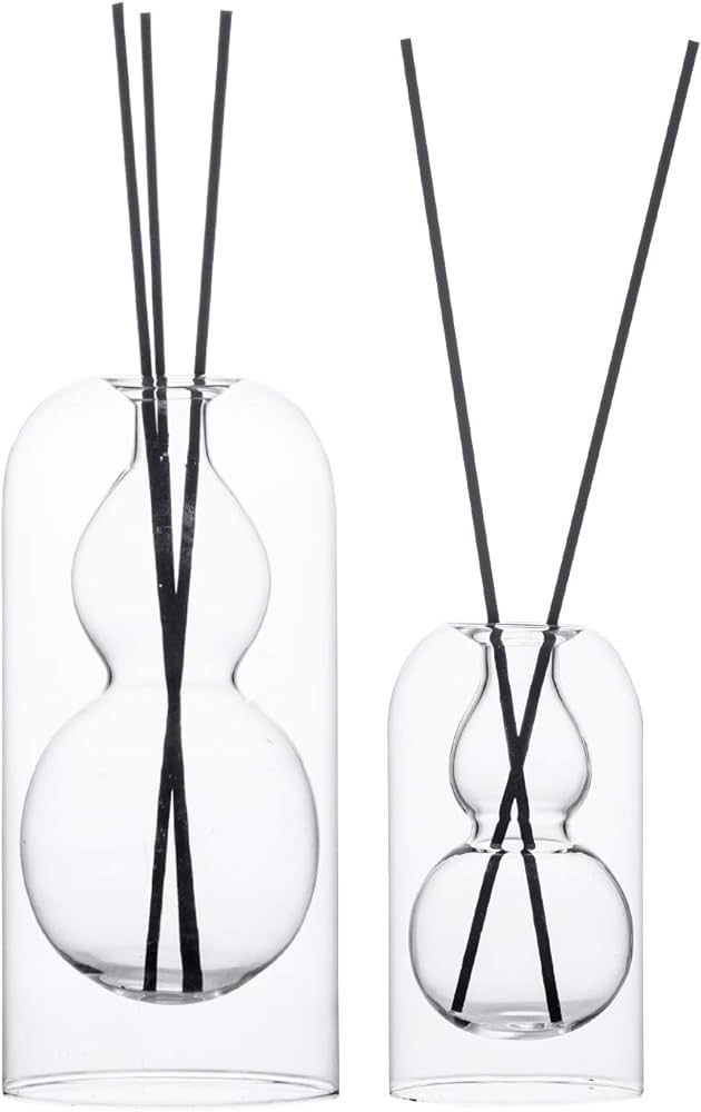 Empty Glass Fragrance Reed Diffuser Bottles,for Essential Oil, with 16pcs Black Reed Sticks,Minim... | Amazon (US)