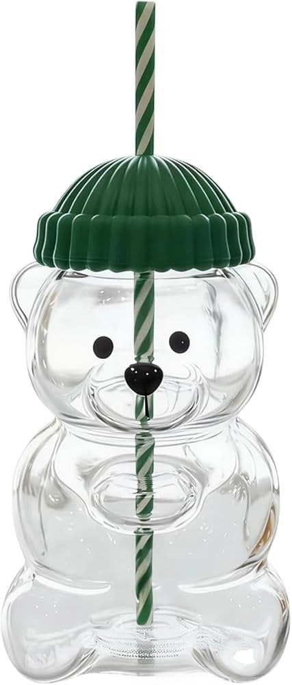 Glass Bear Mug, Bear Mug with Straw and Lid 20 oz High Borosilicate Bear Glass Smooth Edge for Co... | Amazon (US)