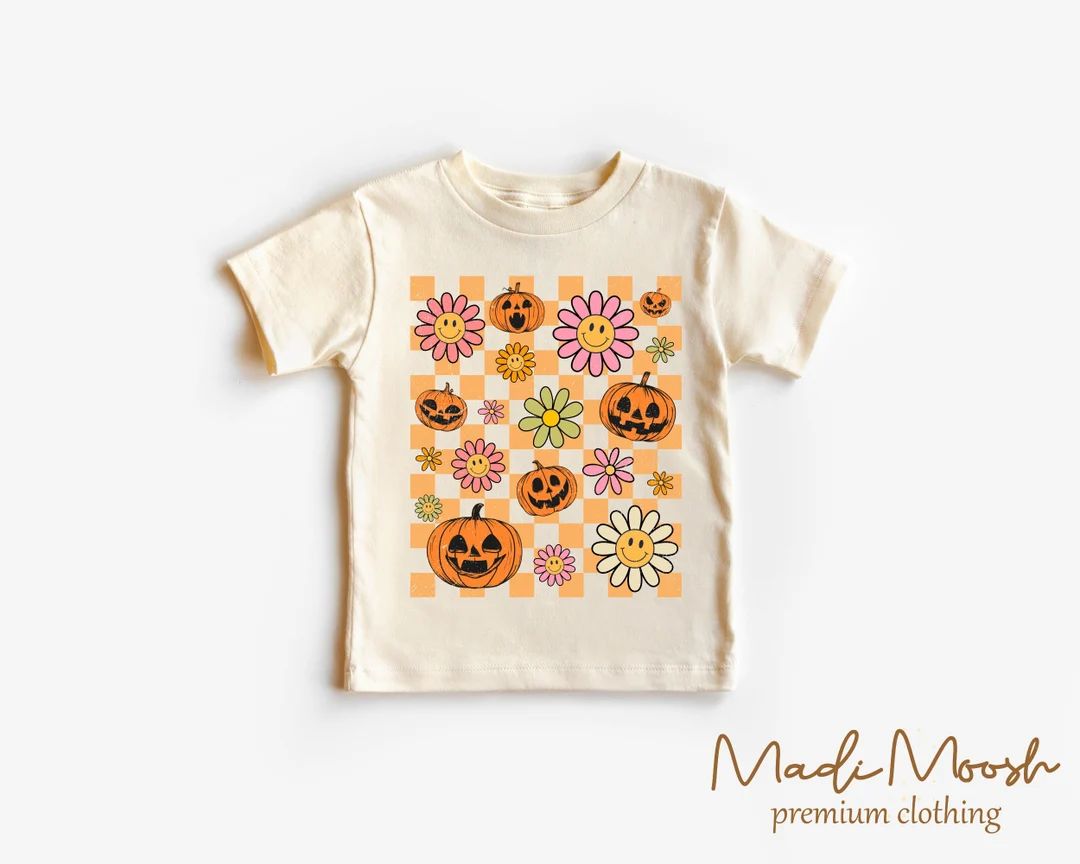 Retro Pumpkins Kids Shirt Halloween Toddler Shirt Natural - Etsy | Etsy (US)