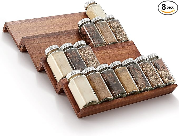 Tinamo Wood Spice Drawer Organizer - Acacia Wooden Tray Spice Racks Organizer for Cabinet Storage... | Amazon (US)