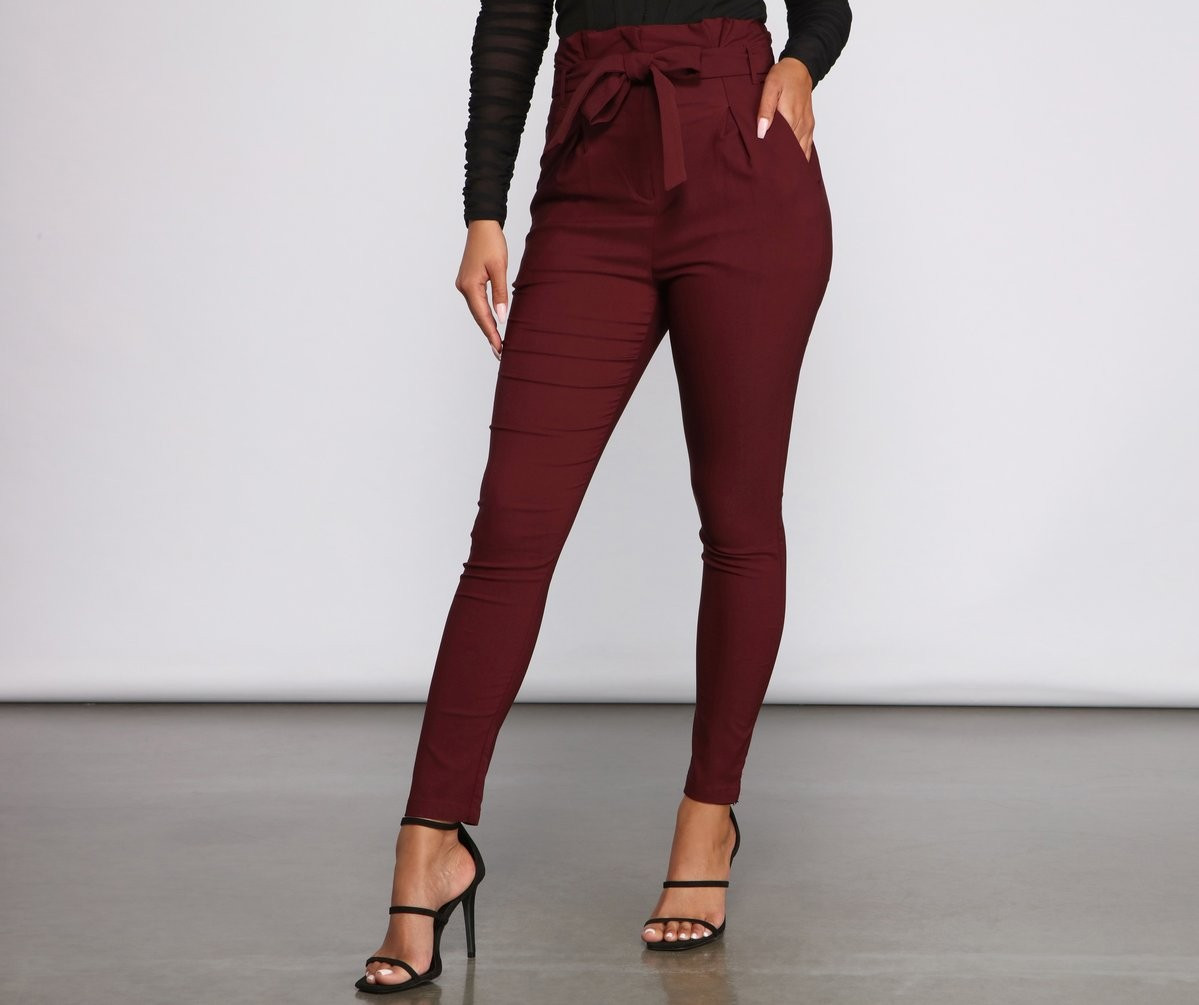 High Waist Paperbag Skinny Dress Pants | Windsor Stores