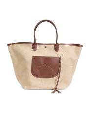 Canvas Le Pliage Large Basket Tote With Leather Handles | New Arrivals | | TJ Maxx
