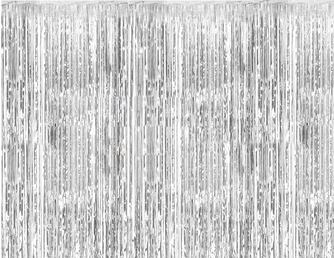 Silver Bachelorette Party Foil Curtains Metallic Fringe - Etsy | Etsy (US)