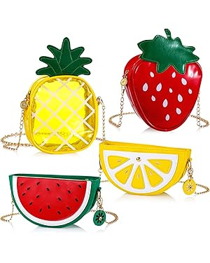Set of 4 Fruit Shoulder Bag Avocado Orange Lemon Watermelon Shape Shoulder Bag Pineapple Strawber... | Amazon (US)