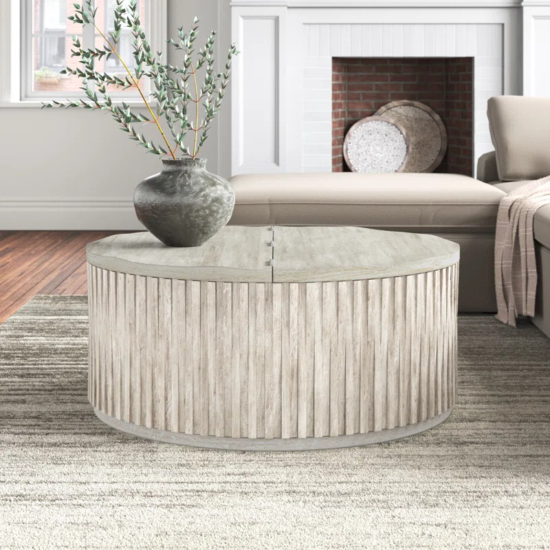 Sylvia Solid Wood Drum Coffee Table with Storage | Wayfair Professional