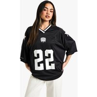 Womens Varsity Slogan V Neck Football Jersey - Black - 6 | boohoo (US & Canada)