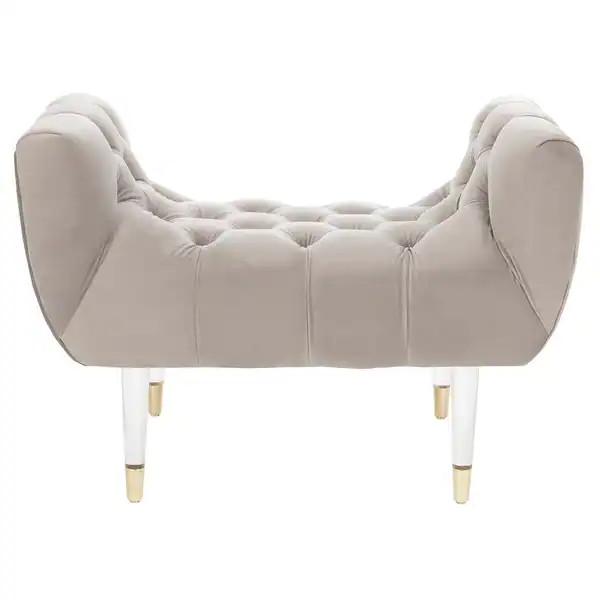 SAFAVIEH Couture Eugenie Tufted Velvet Acrylic Bench- Pale Taupe / Gold - 34.8" W x 21.3" L x 24.... | Bed Bath & Beyond