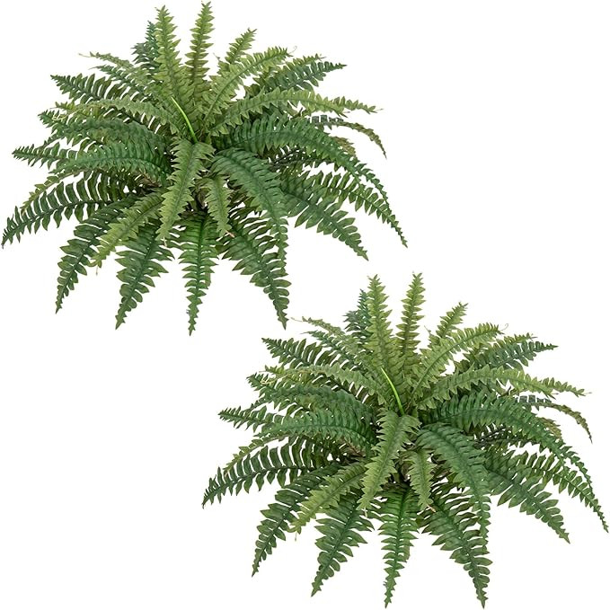 Ferns Artificial Plants Set of 2 Faux Ferns for Outdoor Planter Large Fake Ferns 23.6" Dia. Reali... | Amazon (US)