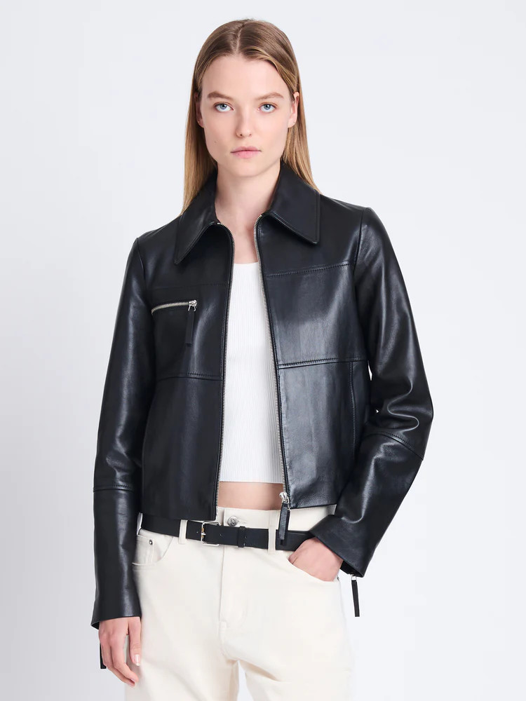 Proenza Schouler White Label Annabel Jacket in Lightweight Leather - Black | Proenza Schouler Off... | Proenza Schouler LLC