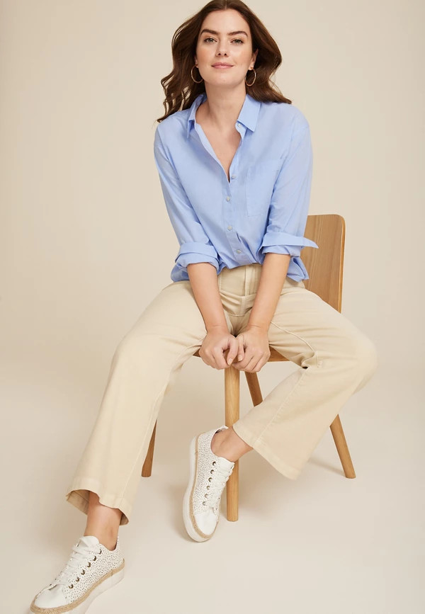 90s Prep Striped Relaxed Button Up Shirt | Maurices