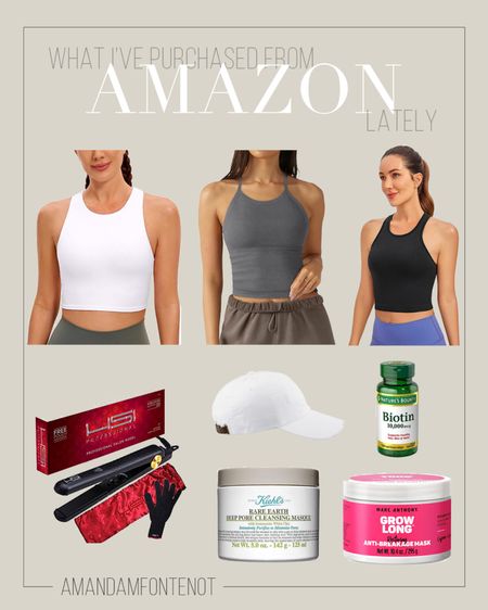 amazon finds lately!
hair products
face mask
hair straightener 
biotin
workout tops with built in bra
white ball cap
hair mask


#LTKbeauty
