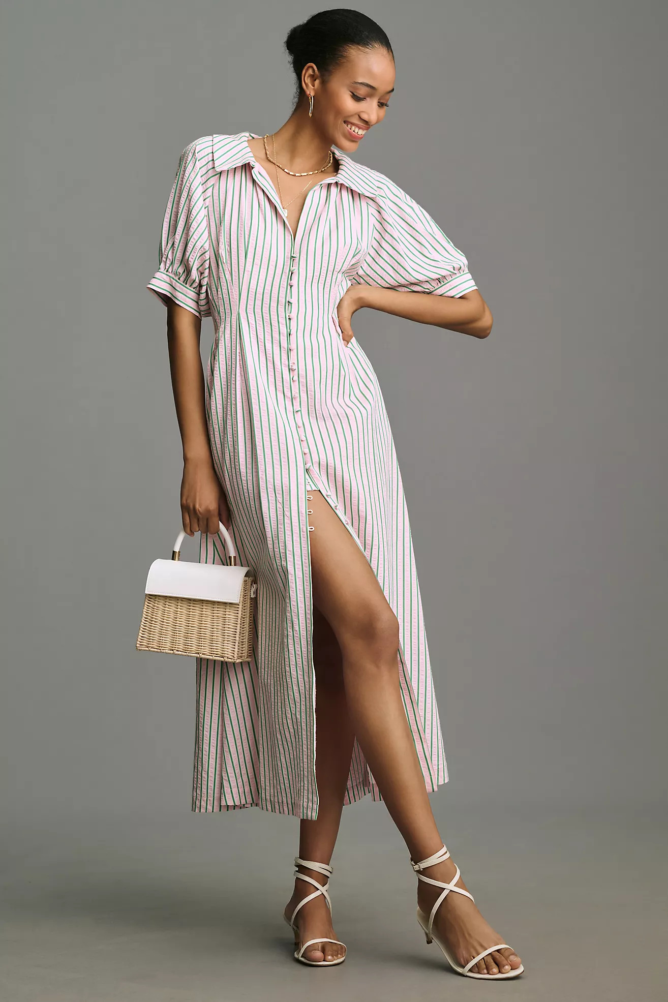 English Factory Puff-Sleeve Shirt Dress | Anthropologie (US)