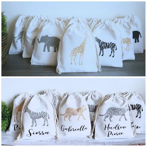 Safari Themed Favor Bags set of 5 or 10 Safari Animals  - Etsy | Etsy (US)