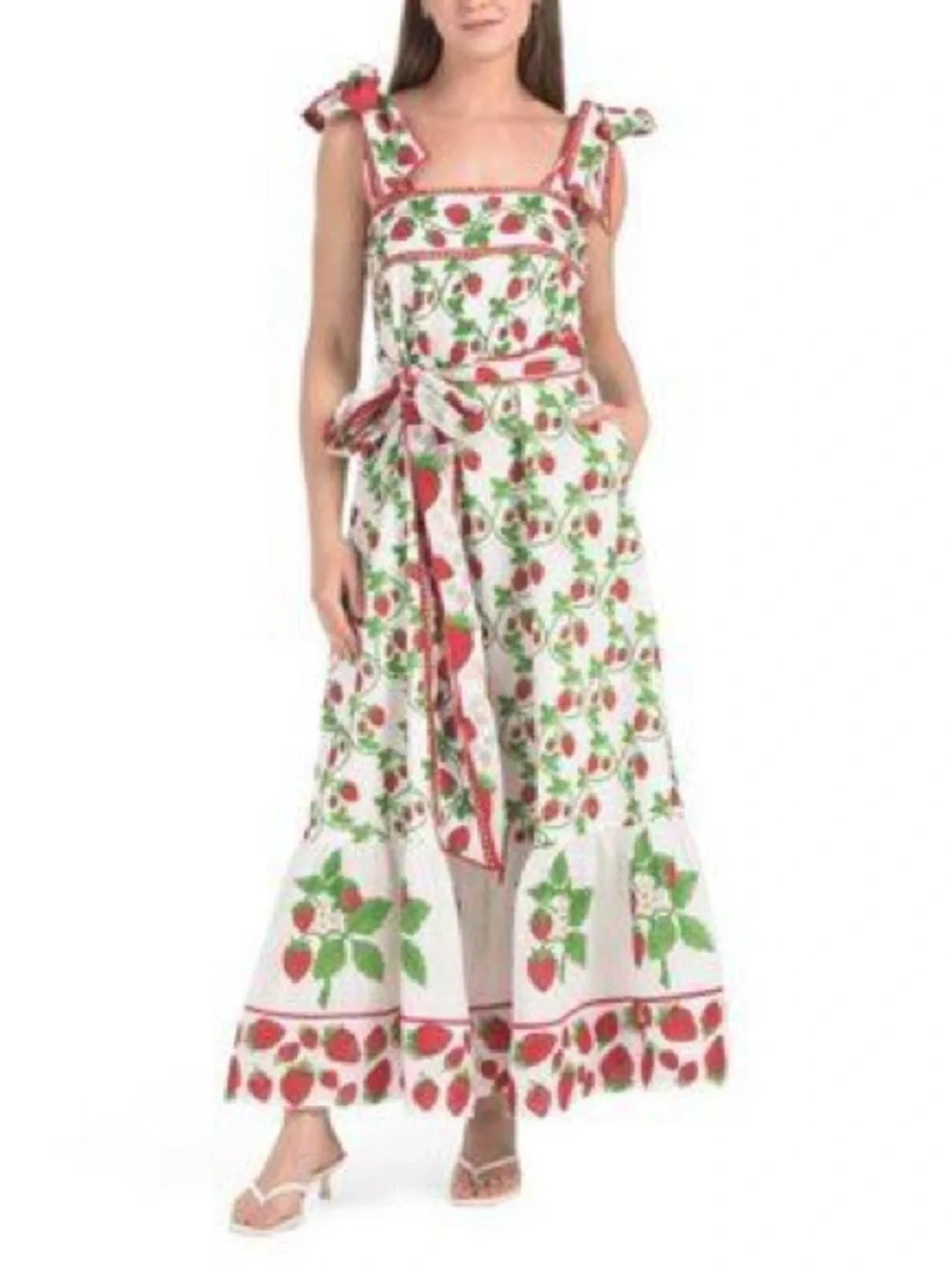 NWT Sue Sartor 100% Cotton Strawberry Boho Print Maxi Dress- XS | Poshmark