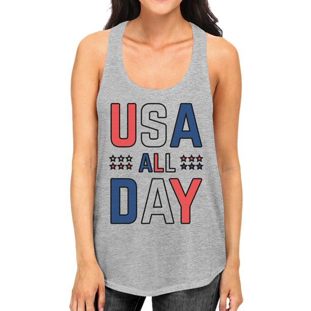 USA All Day Cute Womens Cotton Tank Top Racerback Fourth of July | Walmart (US)