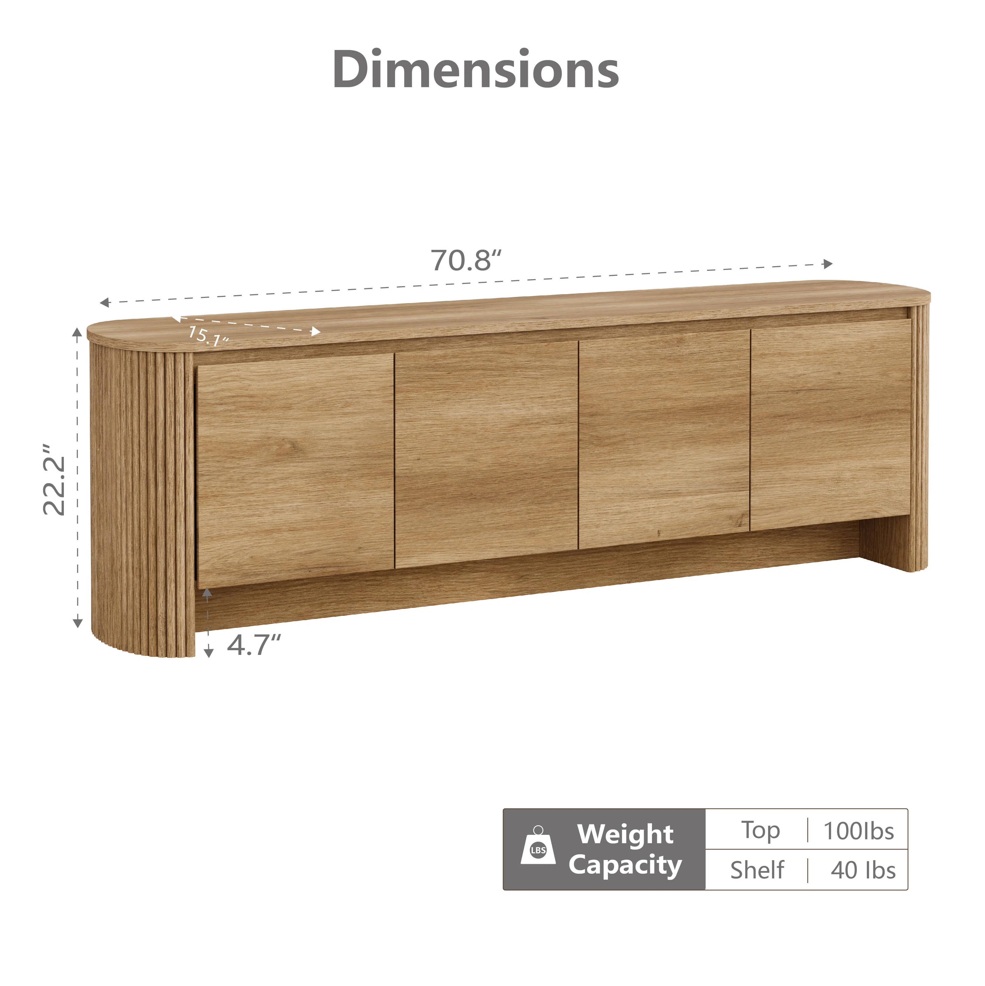 Cove Fluted 70.8" TV Stand for TVs up to 85", Entertainment Center With 4 Storage Cabinets | Wayfair North America