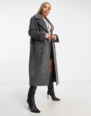 ASYOU brushed midaxi oversized coat in charcoal | ASOS (Global)
