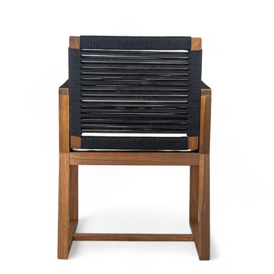 7 Pieces Acacia Wood Outdoor Dining Set With Cushions,Modern 6 Chairs With Handwoven Cord And 1 Large Table, Dining Furniture Set For Lawn, Backyard, | Wayfair North America