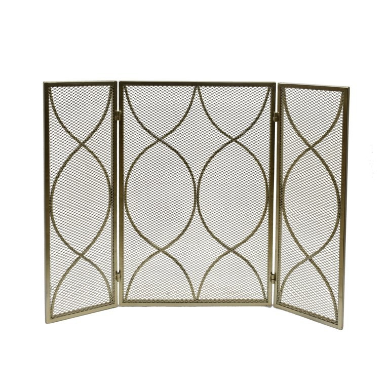 Laylah Modern Three Panel Iron Firescreen, Gold Finish | Walmart (US)