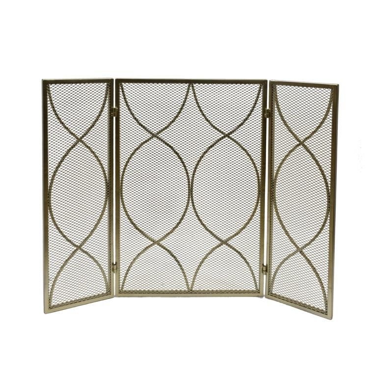 Laylah Modern Three Panel Iron Firescreen, Gold Finish | Walmart (US)