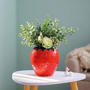 Vintage Inspired Strawberry Vase, Decorative Ceramic Vase Unique Home Decoration Vase Ornament, S... | Amazon (US)