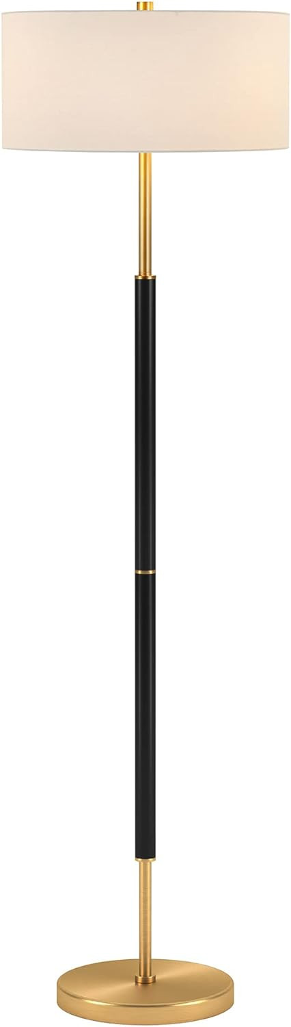 Henn&Hart 2-Light Floor Lamp with Fabric Shade in Matte Black/Brass/White, Floor Lamp for Home Of... | Amazon (US)