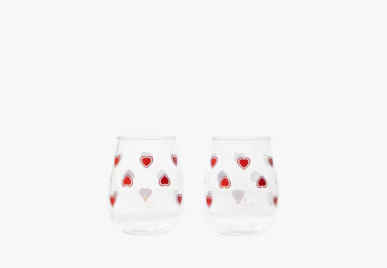 Heartfelt Geo Acrylic Stemless Wine Glass Set Of 2 | Kate Spade Outlet