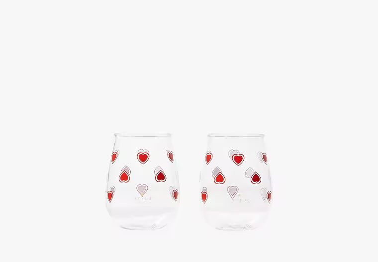 Heartfelt Geo Acrylic Stemless Wine Glass Set Of 2 | Kate Spade Outlet