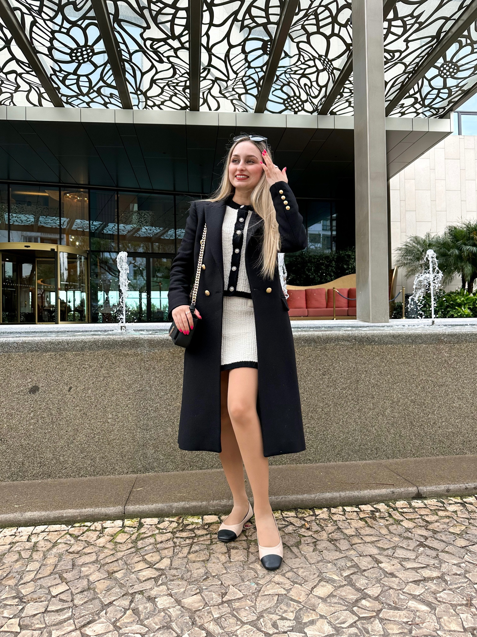 A chic, elegant and timeless Chanel inspired look 🤍 A cardigan and a black and white tweed skirt, some black and beige flats, a black overcoat and a black bag ☺️

#LTKSeasonal #LTKstyletip #LTKeurope