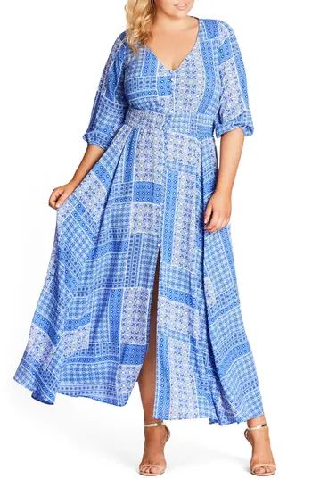 Plus Size Women's City Chic China Plate A-Line Maxi Dress, Size XX-Large - White | Nordstrom