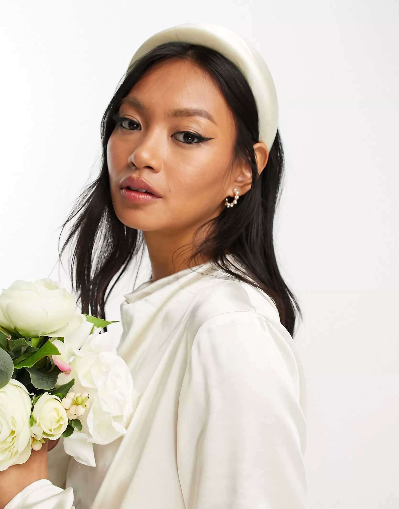 Y.A.S Bridal padded satin headband in white | ASOS (Global)
