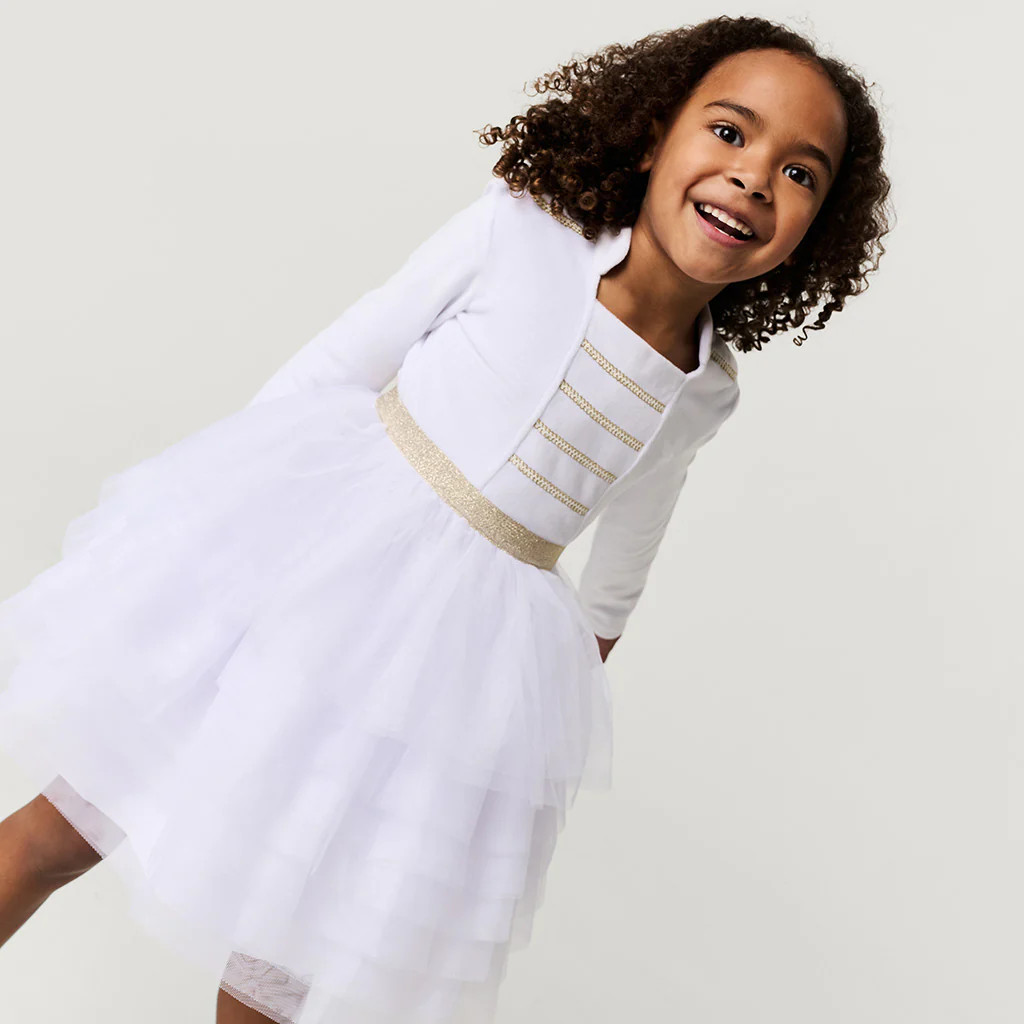 Solid White Girl Toddler Tulle Dress | Posh Winter White Nutcracker | Posh Peanut