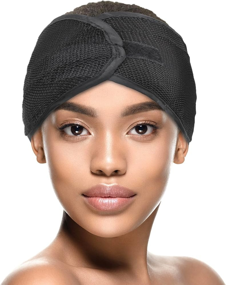 DONNA Satin & Mesh Wrap 2pcs Black Satin Wrap Cap | Amazon (US)