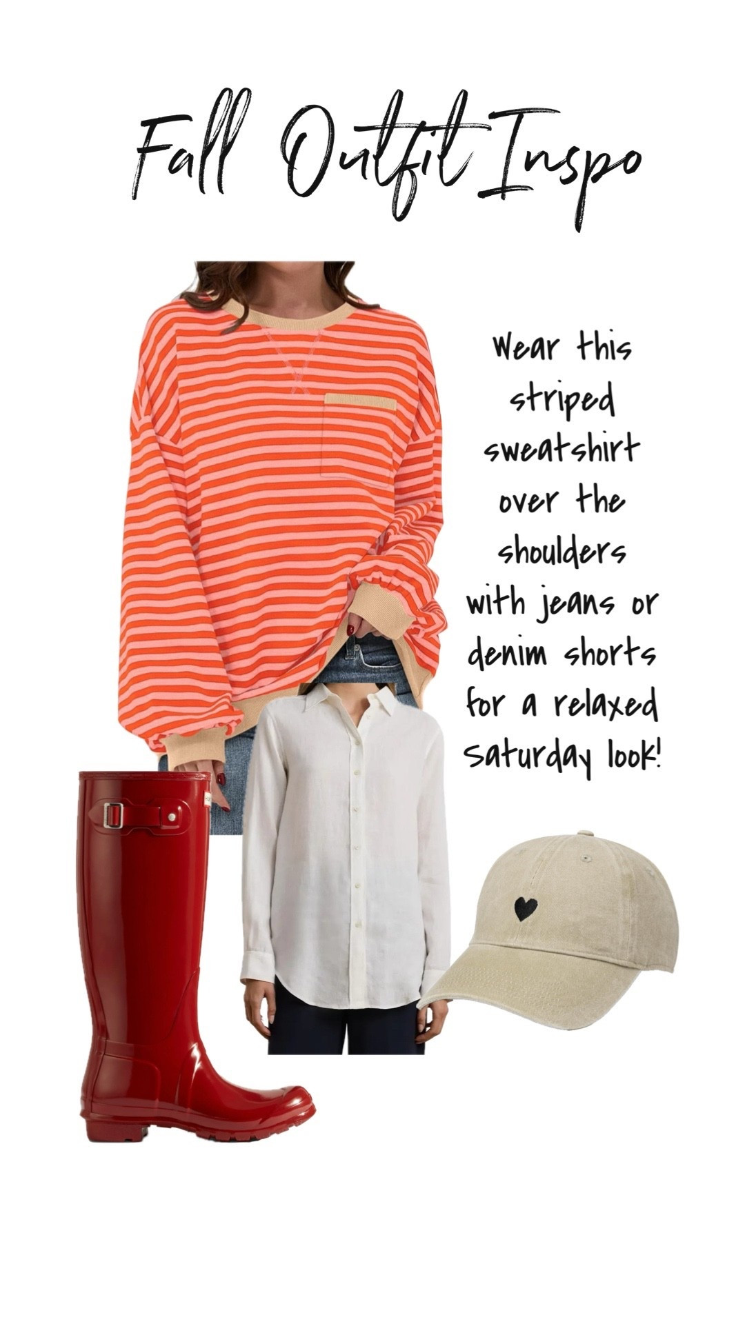 A striped sweatshirt layered over a Ralph Lauren linen button up makes a preppy and polished Saturday look. Add a khaki baseball cap and Hunter red boots. 


#LTKPetite #LTKOver40 #LTKStyleTip