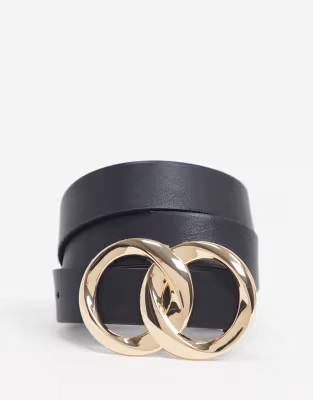 ASOS DESIGN double chain circle waist and hip belt in black | ASOS (Global)