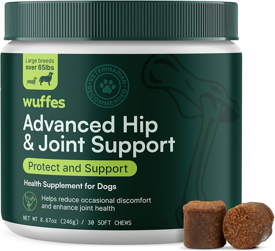 Wuffes Advanced Dog Hip and Joint Supplement with Glucosamine, Chondroitin, Omega 3, MSM, and Gre... | Amazon (US)