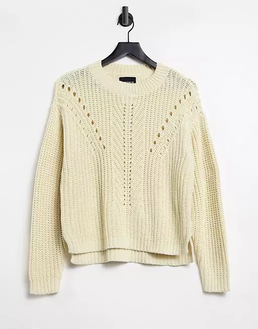 Pieces jumper with textured knit in cream | ASOS (Global)