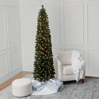 7ft. Pre-Lit Pencil Artificial Christmas Tree, Warm White Mini LED Lights by Ashland® | Michaels Stores