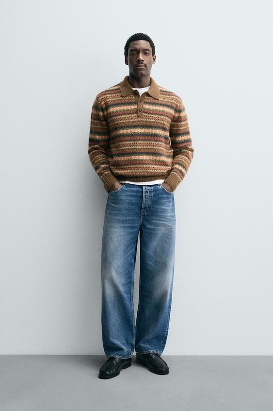 GEOMETRIC JACQUARD KNIT POLO | Zara US