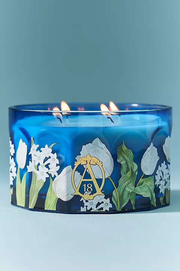 Apothecary 18 Floral Tulip Fields Low Wide Glass Candle | Anthropologie (US)