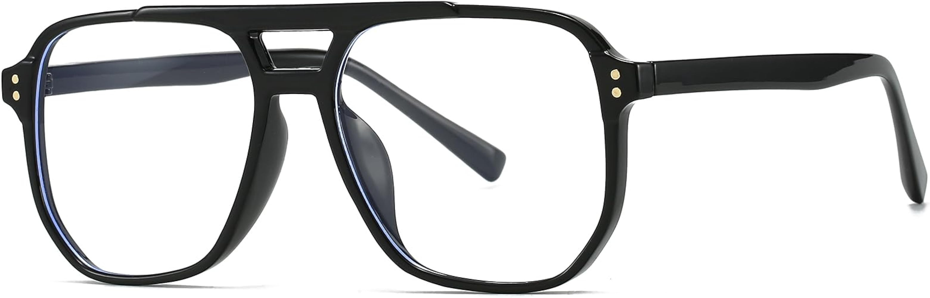 Retro Oversized Square Glasses for Women Men Big Square Aviator Blue Light Eyeglasses | Amazon (US)