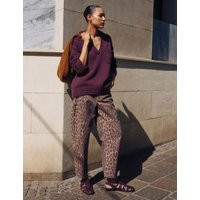 Hush Women's Pure Cotton Leopard Print Barrel Leg Jeans - 12REG - Brown Mix, Brown Mix | Marks & Spencer (UK)