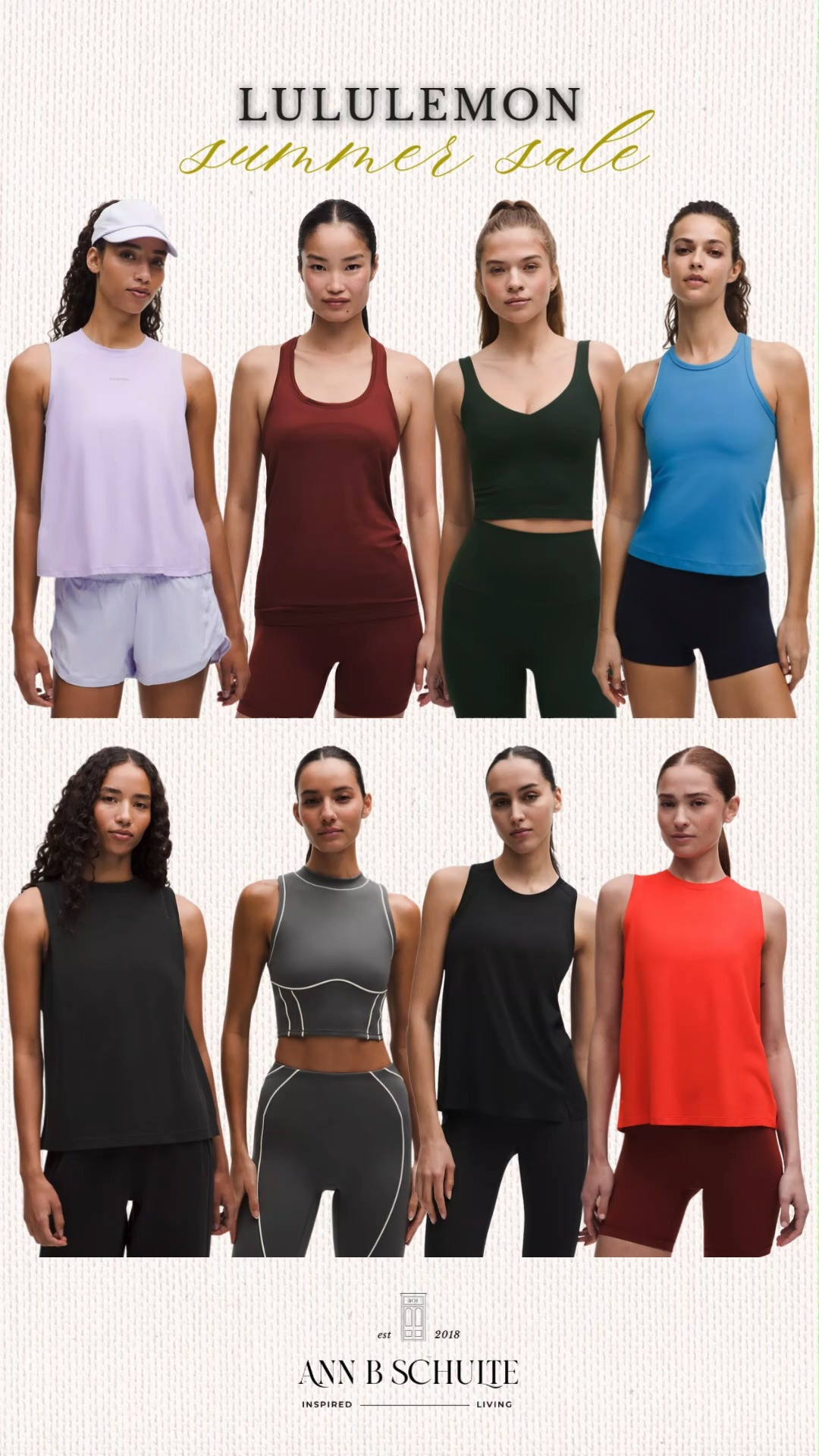 Lululemon summer sale tank tops are bringing cool comfort and workout ready style to sunny days. Lightweight favorites that move from morning walks to weekend errands with ease ☀️🤍🏃‍♀️ #lululemon #SummerSale #TankTops #ActivewearStyle #WorkoutWear #AthleisureFashion #FitnessFashion #LTKFit #SummerStyle #EverydayWear
 

 #LTKootd #LTKActive #LTKSaleAlert