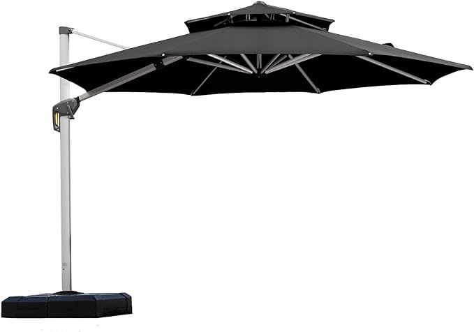 PURPLE LEAF 11 Feet Patio Umbrella Outdoor Round Umbrella Large Cantilever Umbrella Windproof Off... | Amazon (US)