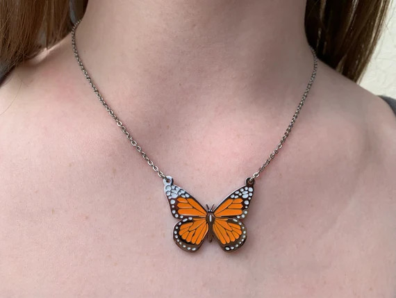 Monarch Butterfly Necklace, Butterfly Necklace, Summer Necklace, Simple Jewelry, Gift for Her, St... | Etsy (US)