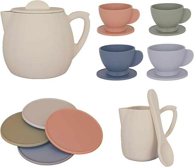 Babes Choice 12Pcs Silicone Tea Party Set for Little Girls, Includes Storage Bag - Princess Tea T... | Amazon (US)